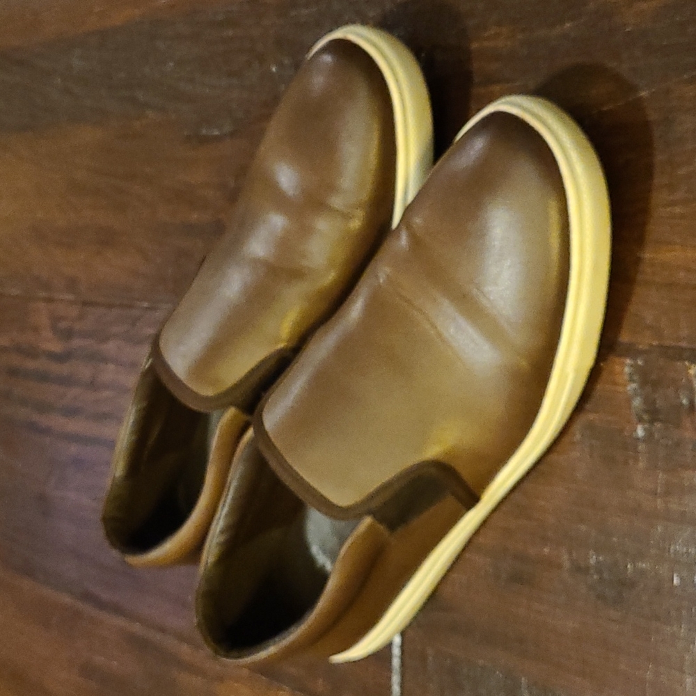 Clarks brown slip ons